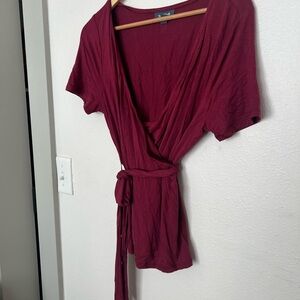 Women's ModCloth Burgundy Wrap Top